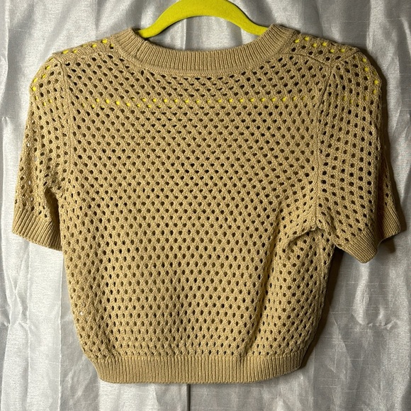 Loose Knit Crop Short Sleeve Sweater - Picture 3 of 3